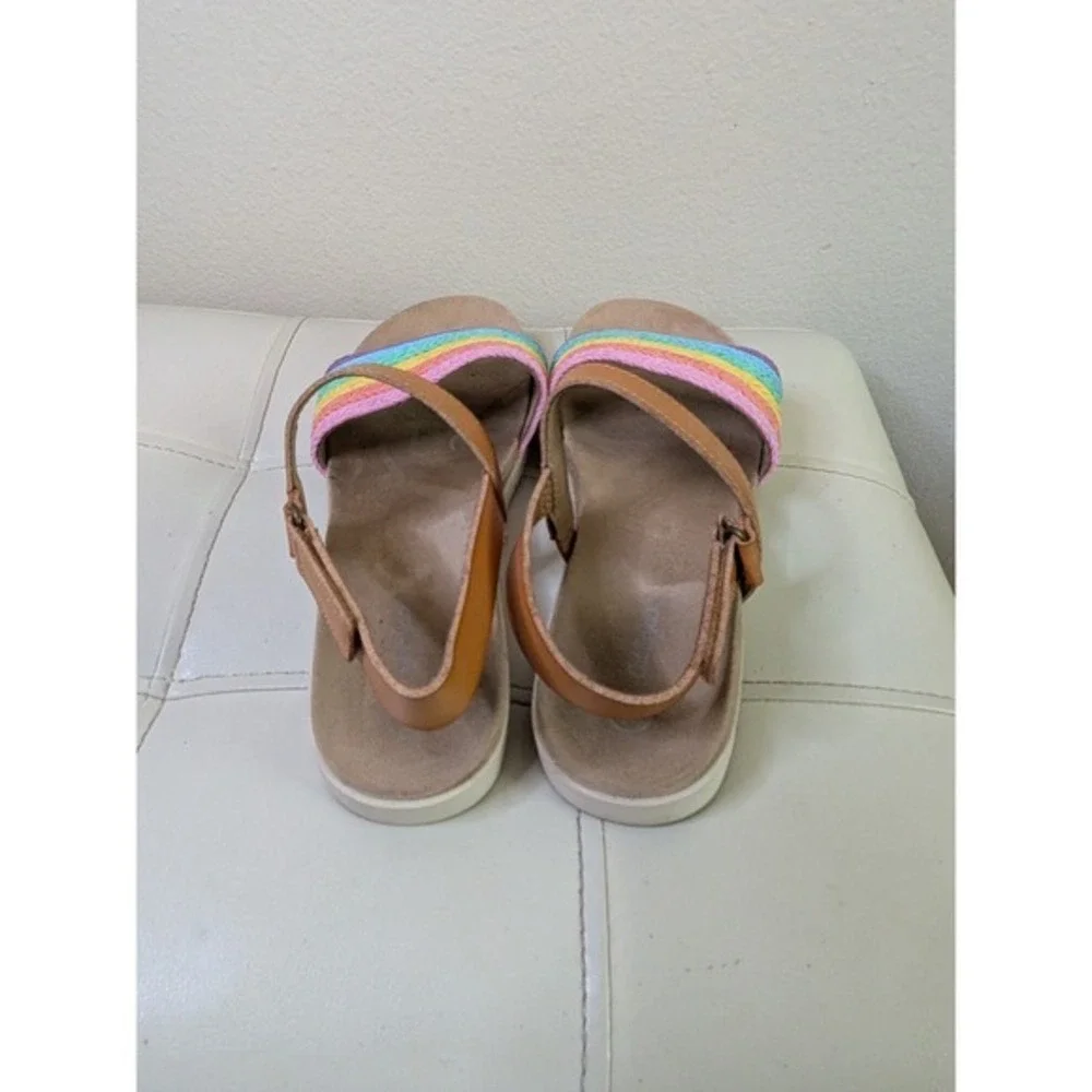 Cat & Jack Girls Rainbow Braided Slingback‎ Sandals Tan Size 4 Toddler